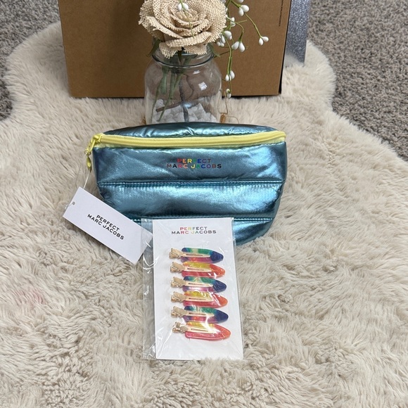 Marc Jacobs Handbags - ✨Marc Jacobs Metallic Teal Cosmetic Pouch with Yellow Zipper✨